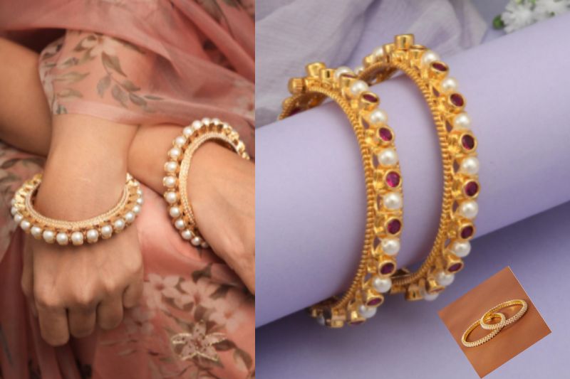 पर्ल और मिनिमल गोल्ड चूड़ा